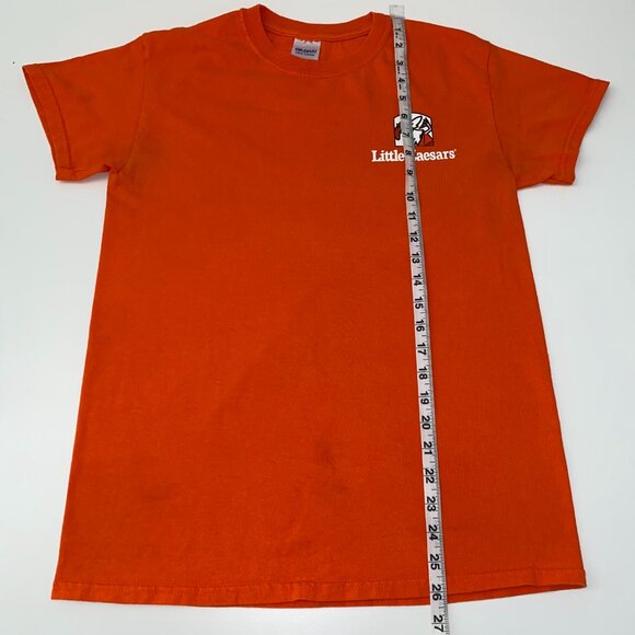 Little Caesars Pizza Genius Graphic Tee Shirt Gildan Orange Size Small - Picture 13 of 14
